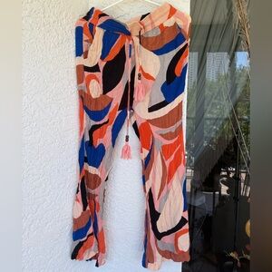 TRUE DESTINATIONS Funky Patterned Pants Beach Coverup Size S/M